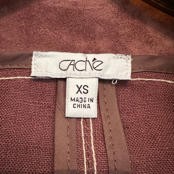 CACHE LINEN JACKET WITH LEATHER CONSTRAST - Picture 12 of 13